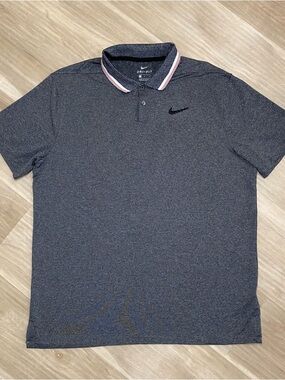 Nike Golf Men's Black Navy Micro-Striped Polo Large